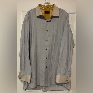 Steven Land‎ Stripped Polka Dots Dress Shirt Double French Cuff 18.5 34-35 3XL
